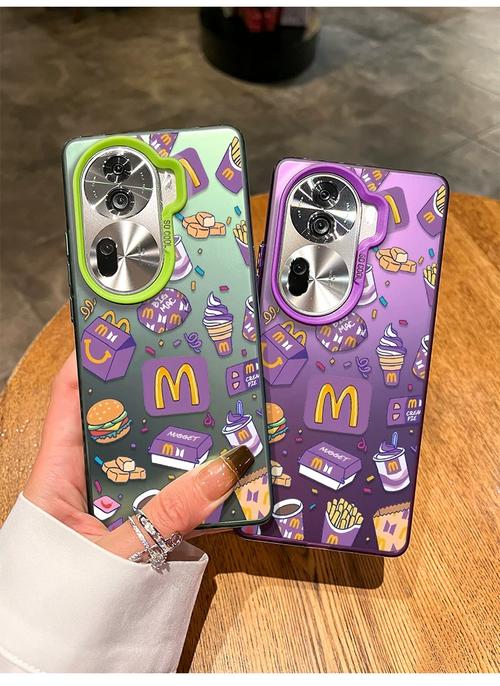 霆圳適用opporeno14手機(jī)殼麥門(mén)紫色漢堡薯?xiàng)lreno13pro男女新款12網(wǎng)紅1